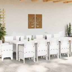 Berkfield Home 15 Piece Garden Dining Set with Cushions White Poly Rattan - thumbnail 3
