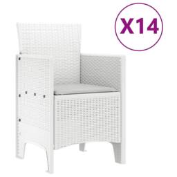 Berkfield Home 15 Piece Garden Dining Set with Cushions White Poly Rattan - thumbnail 5