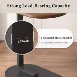 EONLION Black Walnut C-Shaped Sofa Side End Table - Size: 100 cm - thumbnail 4