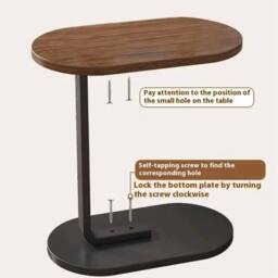 EONLION Black Walnut C-Shaped Sofa Side End Table - Size: 100 cm - thumbnail 5