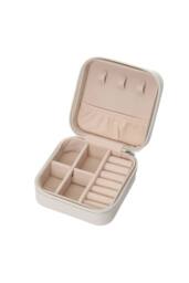 ExtraStar Compact Faux Leather Jewellery Box with Velvet Interior in White - thumbnail 3