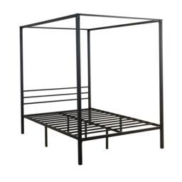 Home Source Sierra Modern Metal Canopy Bed 4 Poster Black Frame Home Bedroom - Size: Double - thumbnail 8