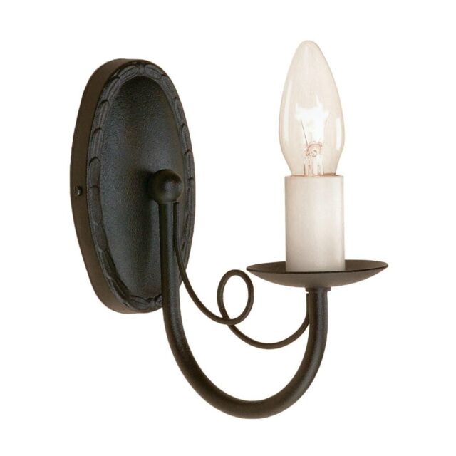 Netlighting Minster 1 Light Indoor Candle Wall Light Black E14