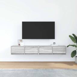 Berkfield Home TV Cabinets 2 pcs Grey Sonoma 80x31x25.5 cm Engineered Wood - thumbnail 1