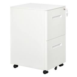 STILVORA Lockable 2-Drawer Filing Cabinet with Wheels in White - thumbnail 5