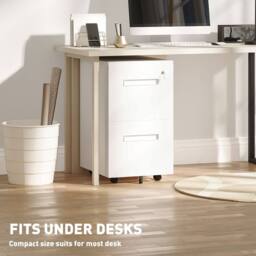 STILVORA Lockable 2-Drawer Filing Cabinet with Wheels in White - thumbnail 9