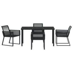 Berkfield Home 5 Piece Garden Dining Set Black Poly Rattan - thumbnail 7
