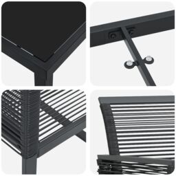 Berkfield Home 5 Piece Garden Dining Set Black Poly Rattan - thumbnail 9
