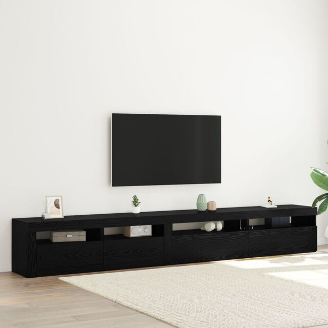 Berkfield Home 3 Piece TV Cabinet Set with LED Lights Black Oak Engineered Wood - image 1