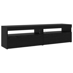 Berkfield Home 3 Piece TV Cabinet Set with LED Lights Black Oak Engineered Wood - thumbnail 7