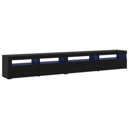Berkfield Home 3 Piece TV Cabinet Set with LED Lights Black Oak Engineered Wood - thumbnail 2