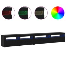 Berkfield Home 3 Piece TV Cabinet Set with LED Lights Black Oak Engineered Wood - thumbnail 4