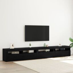 Berkfield Home 3 Piece TV Cabinet Set with LED Lights Black Oak Engineered Wood - thumbnail 1