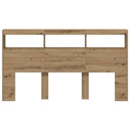 Berkfield Home Headboard Cabinet with LED Artisan Oak 180x17x102 cm in Brown - Size: 180 x 17 x 102 cm - thumbnail 7