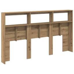 Berkfield Home Headboard Cabinet with LED Artisan Oak 180x17x102 cm in Brown - Size: 180 x 17 x 102 cm - thumbnail 9
