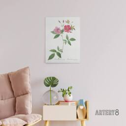 "Artery8 Hudson Rosehip Botanical Redoute Vintage Canvas Wall Art in White - Size: W18"" x H24""" - thumbnail 3
