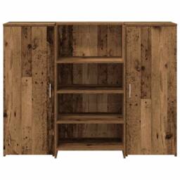 Berkfield Home Reception Desk Old Wood 135x50x103.5 cm Engineered Wood in Brown - thumbnail 5