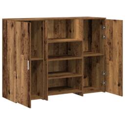 Berkfield Home Reception Desk Old Wood 135x50x103.5 cm Engineered Wood in Brown - thumbnail 6