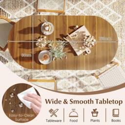 Costway Folding Dining Table 3-in-1 Drop Leaf Table Expandable Writing Desk in Brown - thumbnail 7