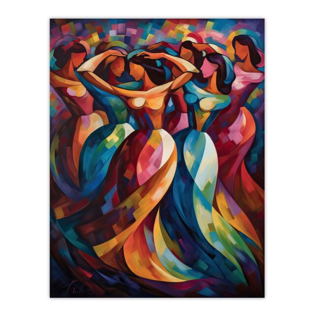 Artery8 Wall Art Print Latino Merengue Dance Dancing South America Colourful Bright Bold Painting Rhythm Body Energy Theatre Arts Artwork Poster - image 1