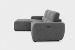 Stratus Interiors Turin Left-Hand Electric Recliner Sofa - Durable Fabric Finish - Grey - thumbnail 2