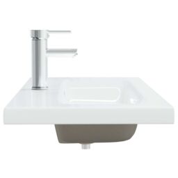 Berkfield Home Built-in Basin with Faucet 101x39x18 cm Ceramic White - Size: 101 x 39 x 18 cm - thumbnail 4