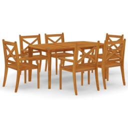 Berkfield Home 7 Piece Garden Dining Set Solid Wood Acacia in Brown - thumbnail 2