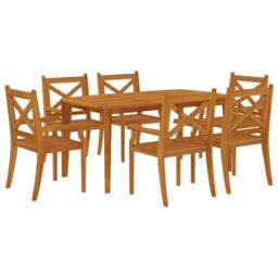 Berkfield Home 7 Piece Garden Dining Set Solid Wood Acacia in Brown - thumbnail 3