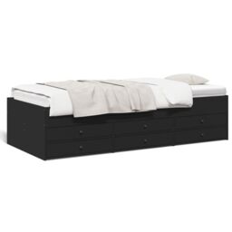 Berkfield Home Daybed with Drawers without Mattress Black 100x200 cm - thumbnail 2