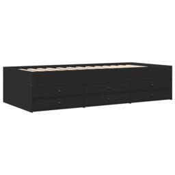 Berkfield Home Daybed with Drawers without Mattress Black 100x200 cm - thumbnail 3