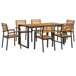 Berkfield Home 7 Piece Garden Dining Set Solid Wood Acacia & Metal in Brown - thumbnail 2