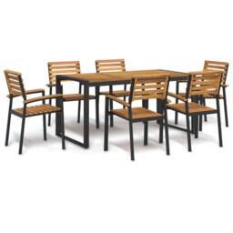 Berkfield Home 7 Piece Garden Dining Set Solid Wood Acacia & Metal in Brown - thumbnail 1
