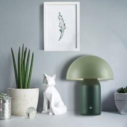 Happy Homewares Modern Rechargeable Mushroom Table Lamp with Touch Dimmer Button in Dark Green - Size: 10 inches - thumbnail 7