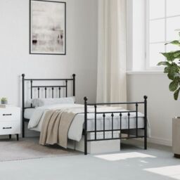 Berkfield Home Metal Bed Frame without Mattress with Footboard Black 80x200cm - Size: 80x200 cm - thumbnail 4