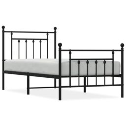Berkfield Home Metal Bed Frame without Mattress with Footboard Black 80x200cm - Size: 80x200 cm - thumbnail 2