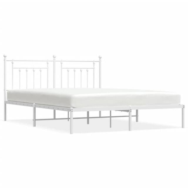 Berkfield Home Metal Bed Frame with Headboard White 160x200 cm - image 1