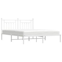 Berkfield Home Metal Bed Frame with Headboard White 160x200 cm - thumbnail 5