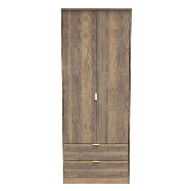 Ready Assembled 2 U Tamworth 2 Door 2 Drawer Wardrobe (Ready Assembled) in Dark Brown - image 1