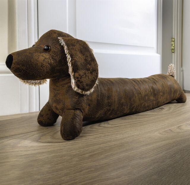 mysmartbuy Dachshund Draught Excluder Weighted Cushion - Energy Saving Door Draft Breeze Wind Guard or Doorstop - Measures L60cm in Brown - image 1