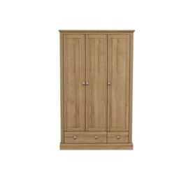 Lemon Pavilion Furniture Devon 3 Door 2 Drawer Wardrobe - L56 x W112.9 x H181.5 cm - Oak in Brown - Size: 1 Pack - thumbnail 1