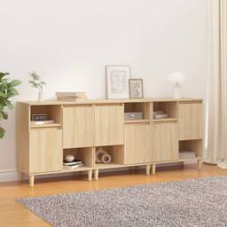 Berkfield Home Sideboards 3 pcs Sonoma Oak 60x35x70 cm Engineered Wood in Brown - Size: 60 x 35 x 70 cm - thumbnail 2