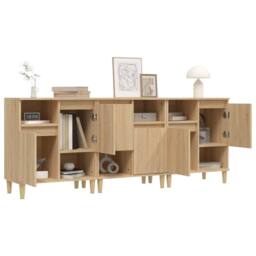 Berkfield Home Sideboards 3 pcs Sonoma Oak 60x35x70 cm Engineered Wood in Brown - Size: 60 x 35 x 70 cm - thumbnail 4