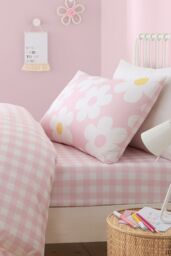 Bedlam Women's 'Retro Daisy' Easy Care Nostalgic Floral Print Duvet Cover Set in Pink - Size: Double - thumbnail 2
