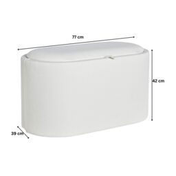 Home Source Storage Ottoman Reversible Lid Table Boucle Teddy Fur Home Box in White - thumbnail 3