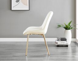 FurnitureboxUK Giovani 4 Grey Dining Table & 4 Pesaro Gold Leg Chairs in Cream - thumbnail 7