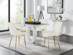 FurnitureboxUK Giovani 4 Grey Dining Table & 4 Pesaro Gold Leg Chairs in Cream - thumbnail 1