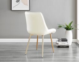 FurnitureboxUK Giovani 4 Grey Dining Table & 4 Pesaro Gold Leg Chairs in Cream - thumbnail 9