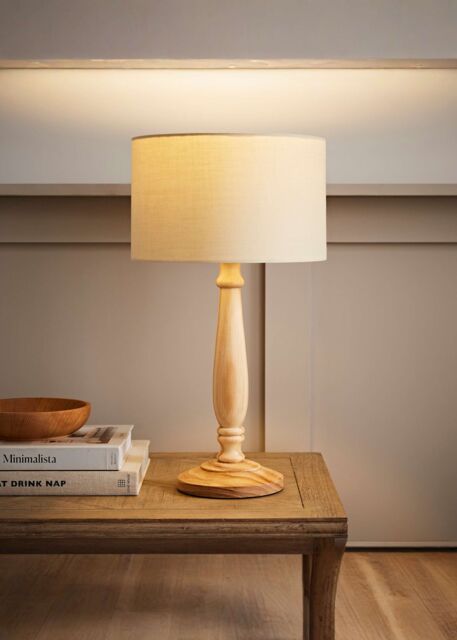 ValueLights Victoria Light Wood Traditional Table Lamp with Fabric Drum Shade & LED Bulb in Natural - image 1