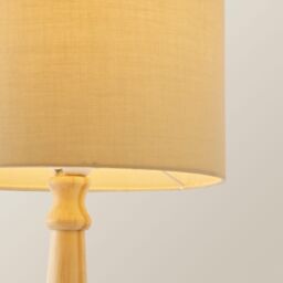 ValueLights Victoria Light Wood Traditional Table Lamp with Fabric Drum Shade & LED Bulb in Natural - thumbnail 4
