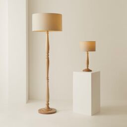 ValueLights Victoria Light Wood Traditional Table Lamp with Fabric Drum Shade & LED Bulb in Natural - thumbnail 6